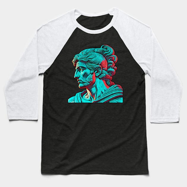 Synthwave Style Alexander The Great Profile Baseball T-Shirt by Embrace Masculinity